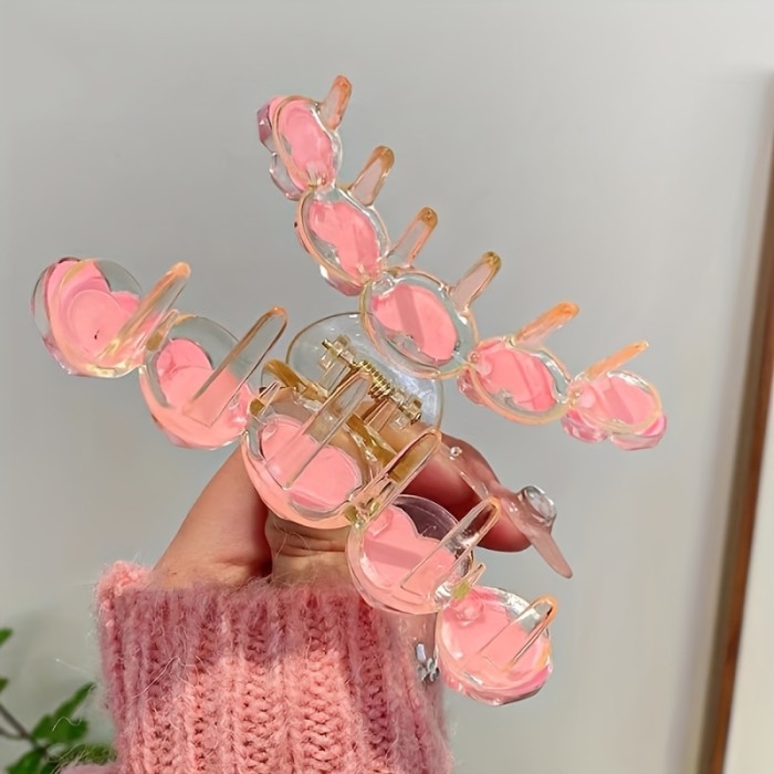 Pink Love Heart Hair Claw Clips Acrylic Non-Slip Strong Hold Grip Hair Jaw Clip For Thick Hair Accessories