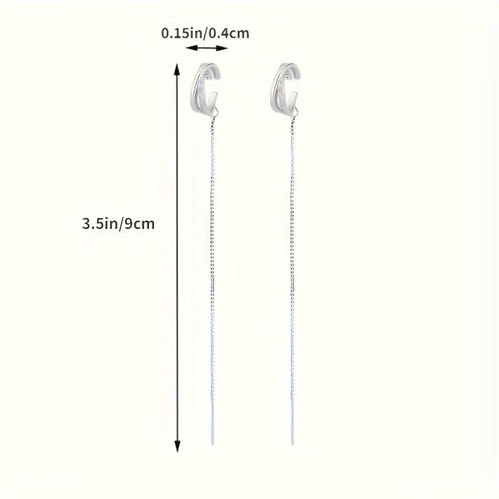 Shiny Zircon Decor Sexy Ear Cuff Threader Earrings Copper Jewelry Exquisite Female Gift Daily Casual