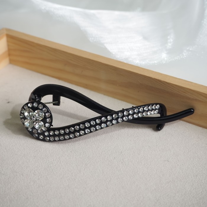 Elegant Crystal Hairpin: Retro Amber One-Word Clasp for Adults