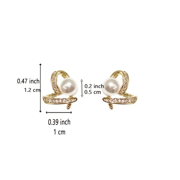 Love Heart Faux Pearl Ladies Stud Earrings Temperament Design Earrings Female Valentine's Day Gift
