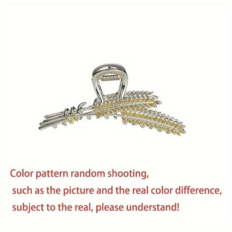 Elegant Alloy Water Crystal Wheat Hair Clip - Suitable for Women, Large Size, Minimalist Design, Sweet Style, 14+ Years Old