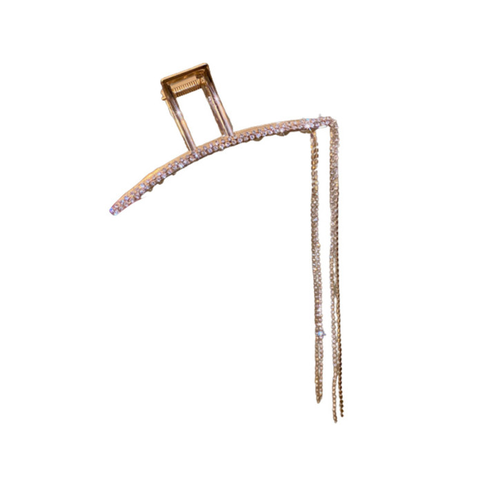 Strong Hold Rhinestone Tassel Hair Claw Clip for Thick Hair - Non-Slip Grip and Stylish Accessory