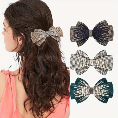 3Pcs\u002F Set Retro Rhinestone Bow Hair Clip