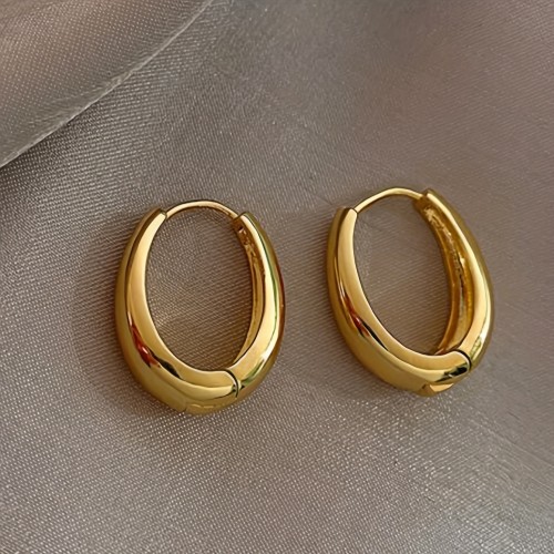 Glossy Hoop Earrings Copper Jewelry Vintage Simple Style Suitable For Women Daily Party Ear Ornaments
