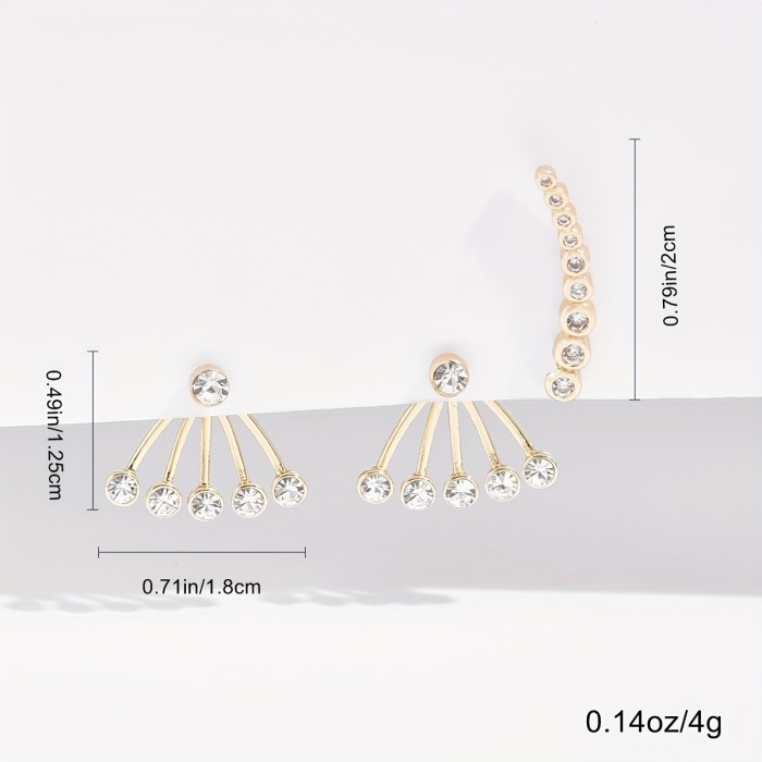 Boho Crystal Ear Jacket Earrings Rhinestone Ear Climber Earrings Jewelry For Women