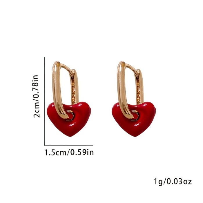 Romantic Ear Buckles Earrings Hollow Heart Shape Pendant Dangle Charm Earrings Sweet Ear Jewelry Decor