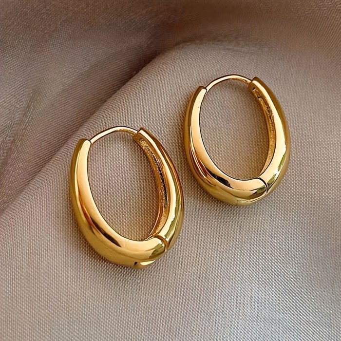 Glossy Hoop Earrings Copper Jewelry Vintage Simple Style Suitable For Women Daily Party Ear Ornaments