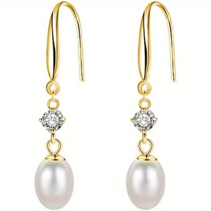 925 Sterling Silver Pearl Drop Earrings for Women Teens Pearl Dangle Earrings Wedding Bridal Earrings