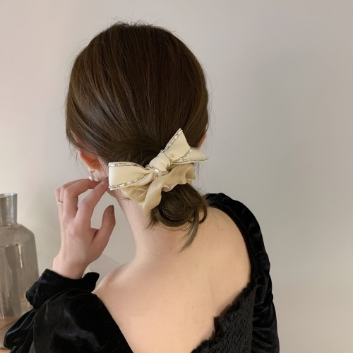 1PC Black Headband Bow Bow Elastic Hair Rope Ponytail Retainer Accessories Simple Hair Accessories For Women And Girls