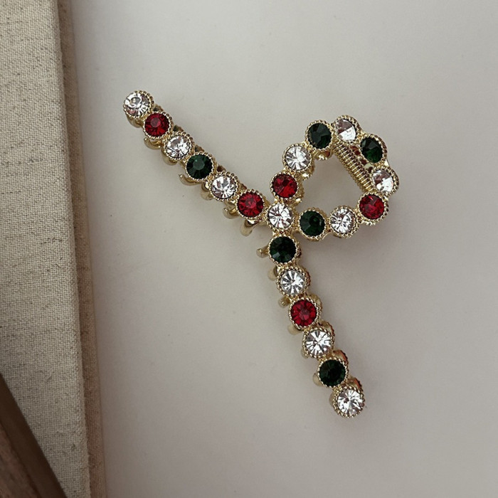 1PC of women's light luxury Heavy work full inlaid color rhinodiamond-cross hair clip New alloy hair clip hair clip shark clip