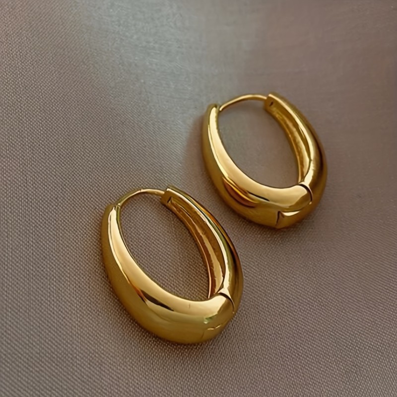 Glossy Hoop Earrings Copper Jewelry Vintage Simple Style Suitable For Women Daily Party Ear Ornaments