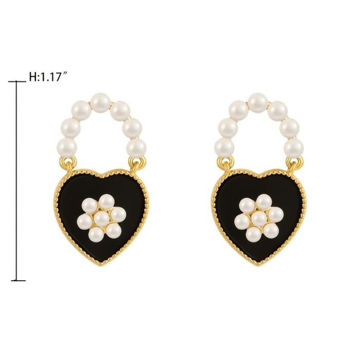 Cute Faux Pearl and Love Heart Earrings Delicate Ear Jewelry For Women trendy female gift