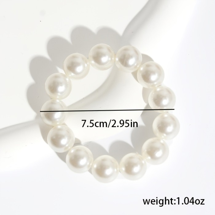Faux Pearl Hair Tie Scrunchie Simple Elegant Decorative Rubber Band Hair Accessories