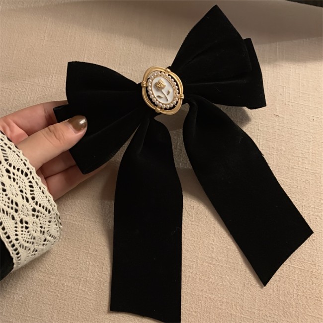 Black Velvet Bow Hair Clip Vintage Hair Accessories For Women   Elegant Headwear For Women