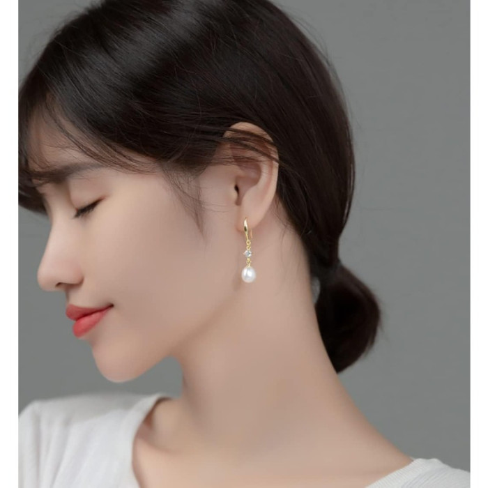 925 Sterling Silver Pearl Drop Earrings for Women Teens Pearl Dangle Earrings Wedding Bridal Earrings