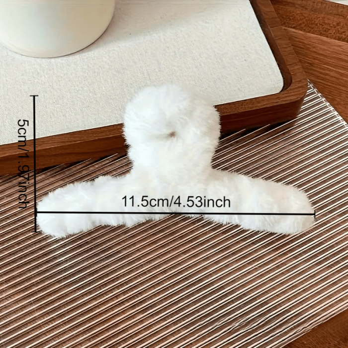 4pcs Elegant Plush Hair Claw Set - Strong Grip For Thick, Curly & Straight Hair - Cute Styling Accessories For Women