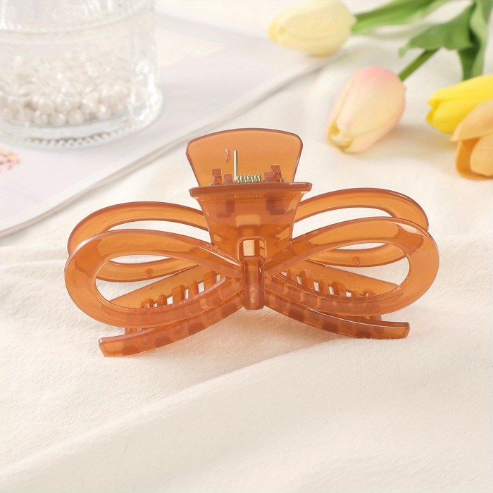 3Pcs\u002F Set Elegant Solid Color Bow Large Hair Clip Ladies Fashion Shark Clip