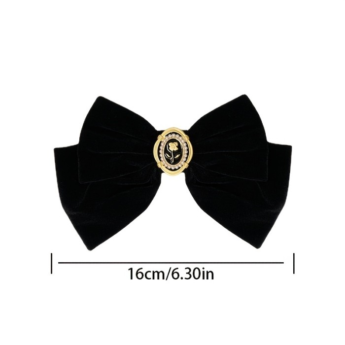 Black Velvet Bow Hair Clip Vintage Hair Accessories For Women   Elegant Headwear For Women
