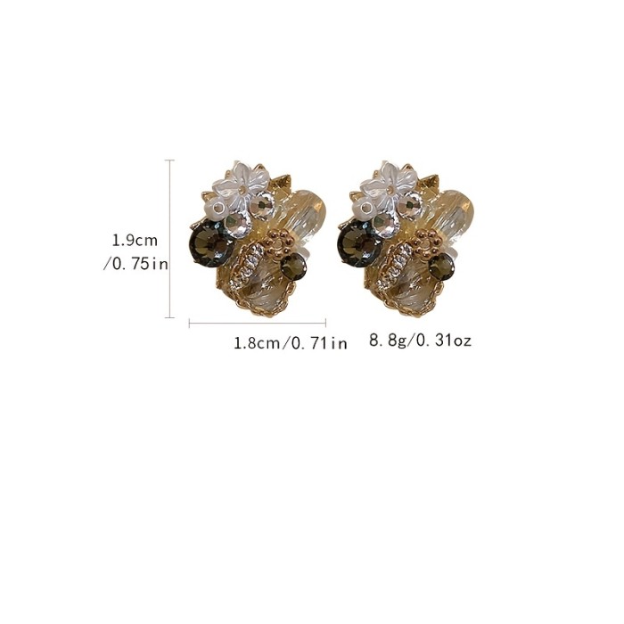Delicate Irregular Geometric Crystal & Flower Earrings Bridesmaid Jewelry For Women Girls