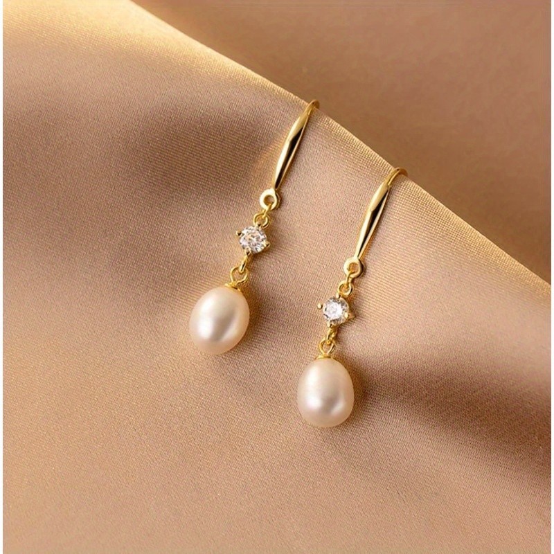 925 Sterling Silver Pearl Drop Earrings for Women Teens Pearl Dangle Earrings Wedding Bridal Earrings