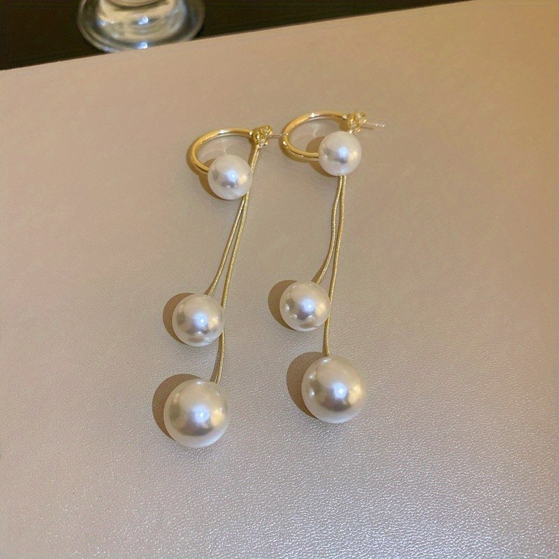 Faux Pearl Pendant Elegant Dangle Earrings Exquisite Gift For Women   Wedding Banquet Accessories