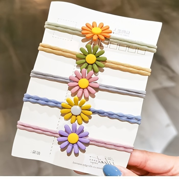 Chic Daisy Flower Hair Tie - Adjustable, Cute & Sweet Style For Women And Girls, Versatile Ponytail Holder Hair Accessories For Women Hair Ties For Women