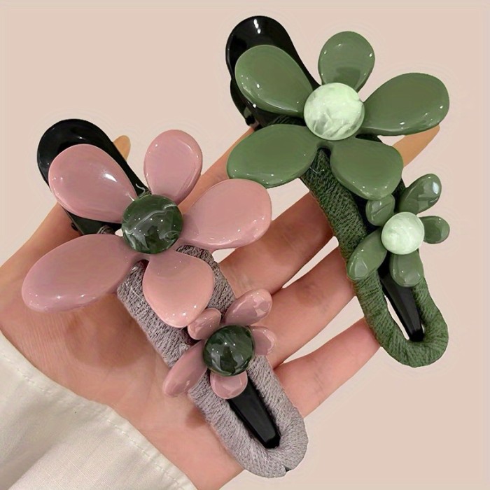 1 Pcs\u002F 3Pcs Elegant Flower Large Duckbill Hair Clip