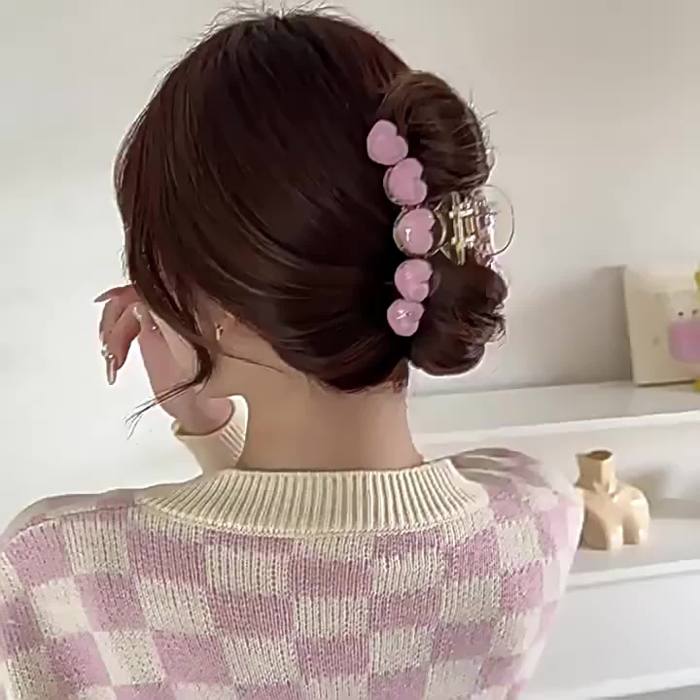 Pink Love Heart Hair Claw Clips Acrylic Non-Slip Strong Hold Grip Hair Jaw Clip For Thick Hair Accessories