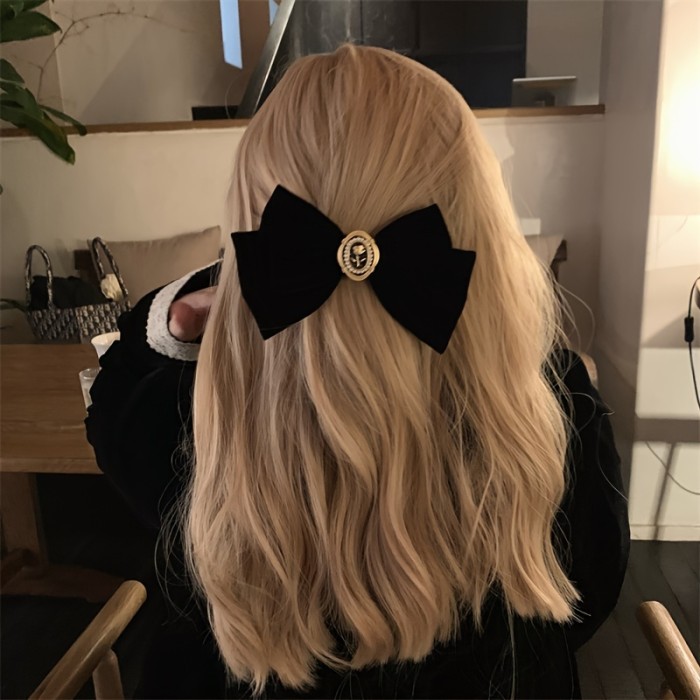 Black Velvet Bow Hair Clip Vintage Hair Accessories For Women   Elegant Headwear For Women