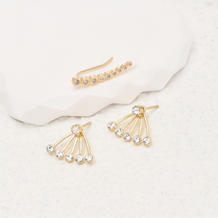 Boho Crystal Ear Jacket Earrings Rhinestone Ear Climber Earrings Jewelry For Women