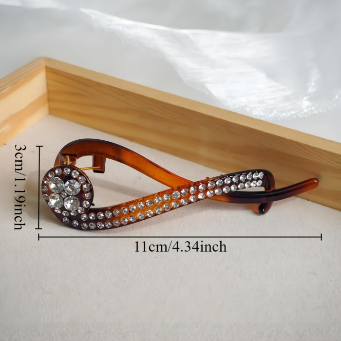 Elegant Crystal Hairpin: Retro Amber One-Word Clasp for Adults