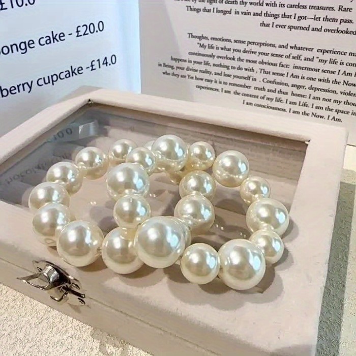 Faux Pearl Hair Tie Scrunchie Simple Elegant Decorative Rubber Band Hair Accessories