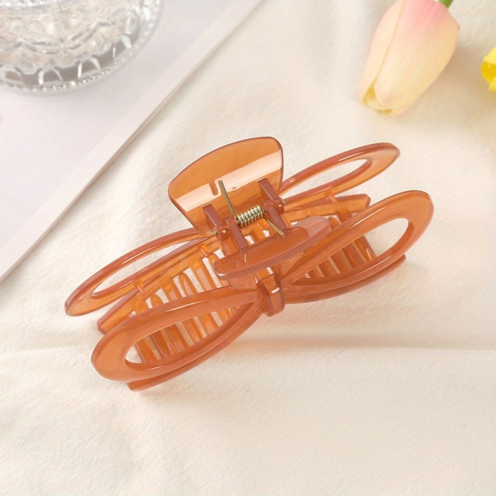 3Pcs\u002F Set Elegant Solid Color Bow Large Hair Clip Ladies Fashion Shark Clip
