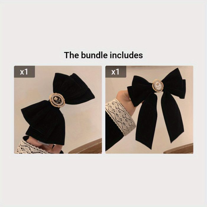 Black Velvet Bow Hair Clip Vintage Hair Accessories For Women   Elegant Headwear For Women