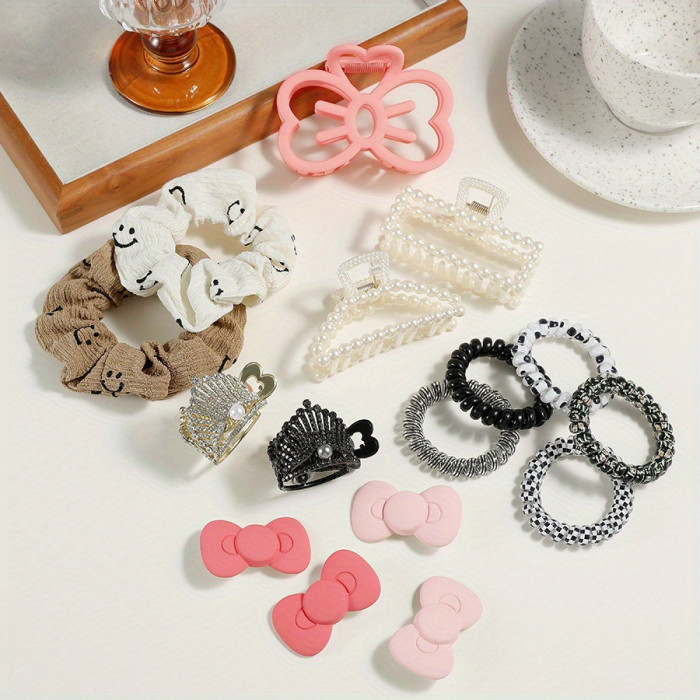 16PCS Hair accessories set, pearl hair clip, hair band, bow hair clip for women, suitable for daily wear