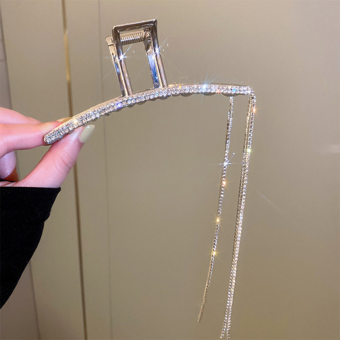 Strong Hold Rhinestone Tassel Hair Claw Clip for Thick Hair - Non-Slip Grip and Stylish Accessory