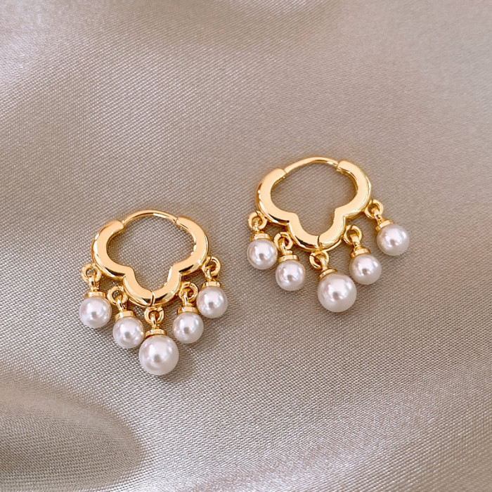 Cloud Tassel Faux Pearl Earrings Female Exquisite Ear Jewelry Gift