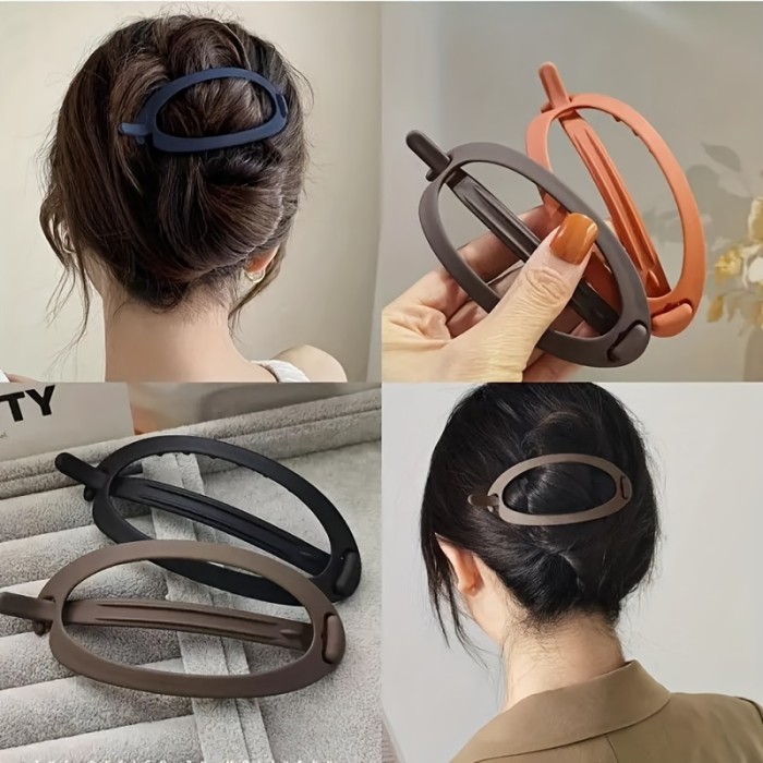 2pcs Elegant Oval Hair Clips - Chic Solid Color Barrettes For Women & Teens, Perfect For Ponytails & Styling