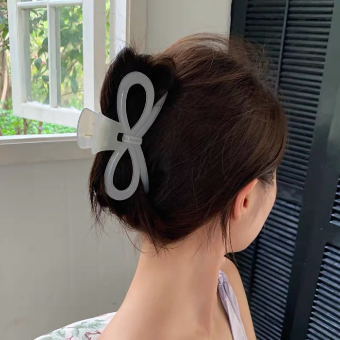 3Pcs\u002F Set Elegant Solid Color Bow Large Hair Clip Ladies Fashion Shark Clip