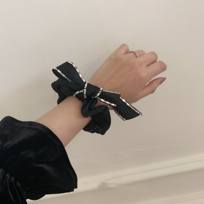 1PC Black Headband Bow Bow Elastic Hair Rope Ponytail Retainer Accessories Simple Hair Accessories For Women And Girls