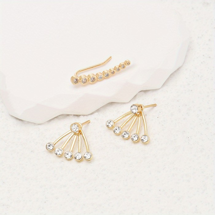 Boho Crystal Ear Jacket Earrings Rhinestone Ear Climber Earrings Jewelry For Women