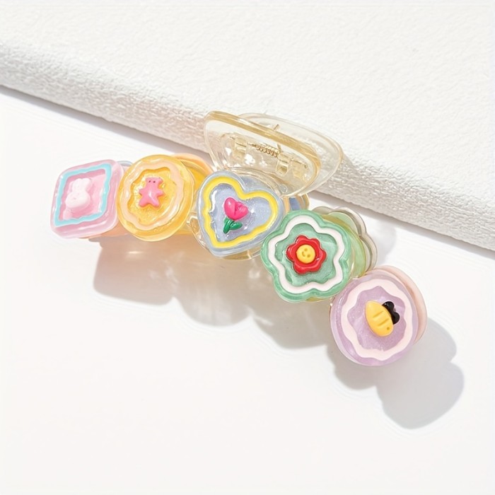 Strong Hold Clear Hair Claw Clip with Cute Cartoon Design - Non-Slip Grip for Thick Hair - Perfect Accessory for Everyday Use