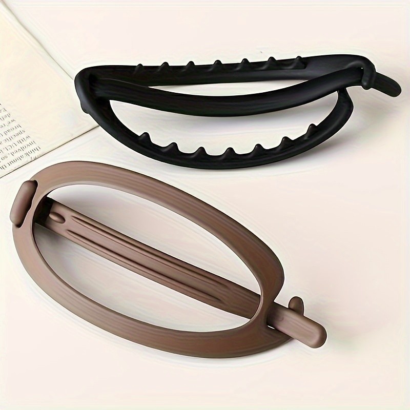 2pcs Elegant Oval Hair Clips - Chic Solid Color Barrettes For Women & Teens, Perfect For Ponytails & Styling