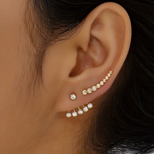 Boho Crystal Ear Jacket Earrings Rhinestone Ear Climber Earrings Jewelry For Women