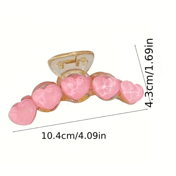 Pink Love Heart Hair Claw Clips Acrylic Non-Slip Strong Hold Grip Hair Jaw Clip For Thick Hair Accessories