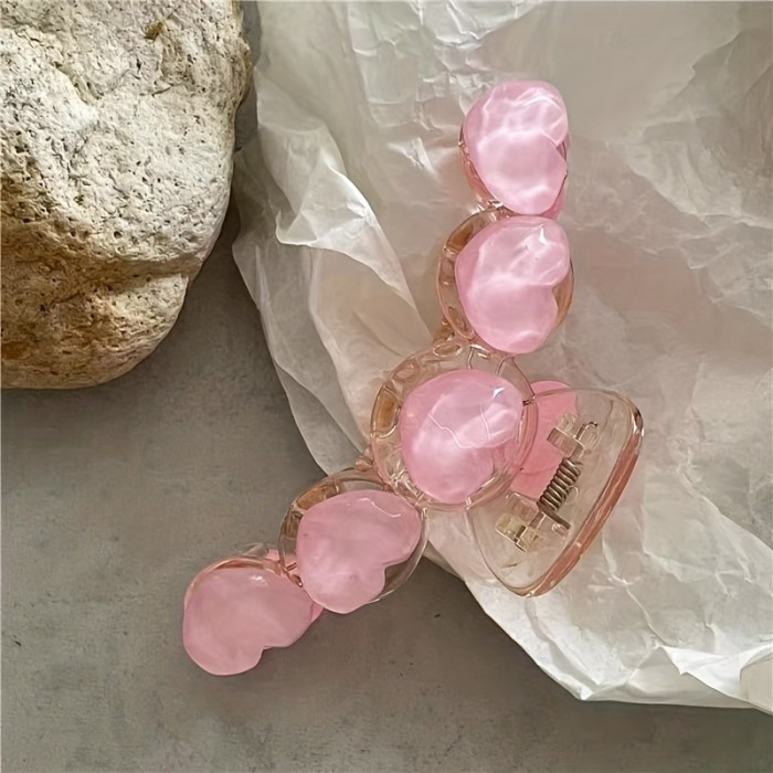 Pink Love Heart Hair Claw Clips Acrylic Non-Slip Strong Hold Grip Hair Jaw Clip For Thick Hair Accessories