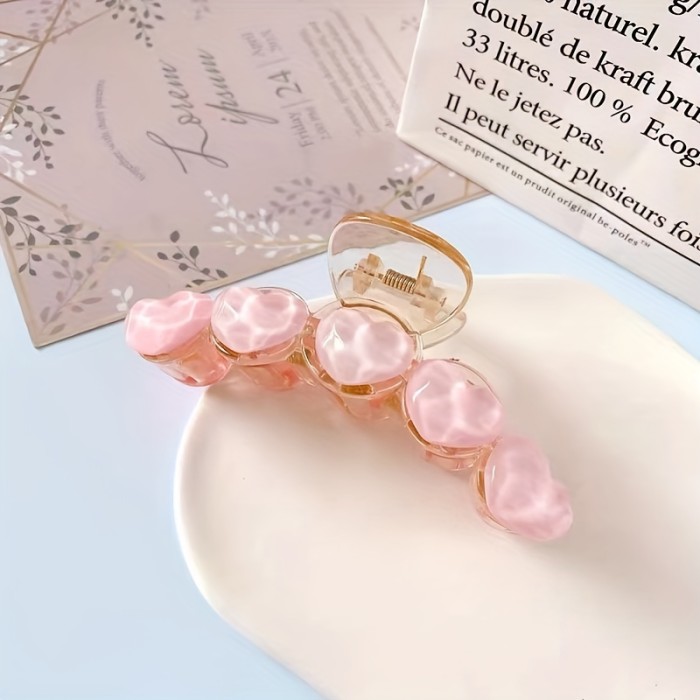 Pink Love Heart Hair Claw Clips Acrylic Non-Slip Strong Hold Grip Hair Jaw Clip For Thick Hair Accessories