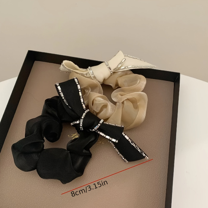 1PC Black Headband Bow Bow Elastic Hair Rope Ponytail Retainer Accessories Simple Hair Accessories For Women And Girls