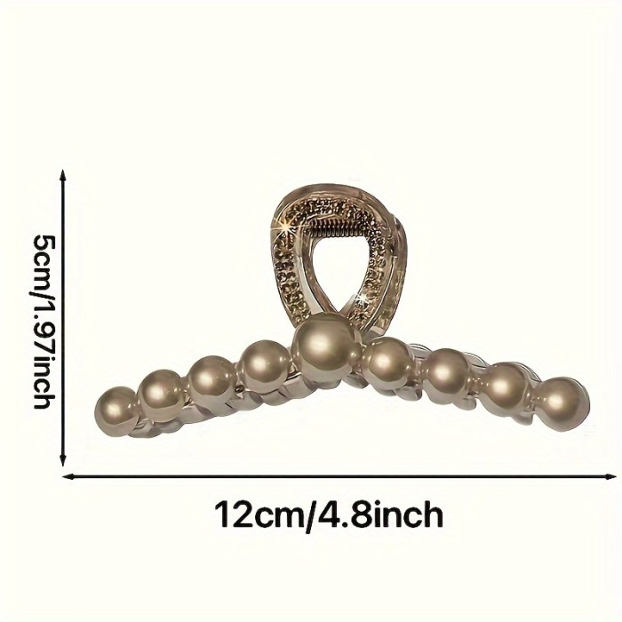 Elegant Coffee-Colored Pearl Water Diamond Hair Clip with Shark Tooth Design, Suitable for Women's Hair Volume Display - Anniversary Gift for 14+ Years Old
