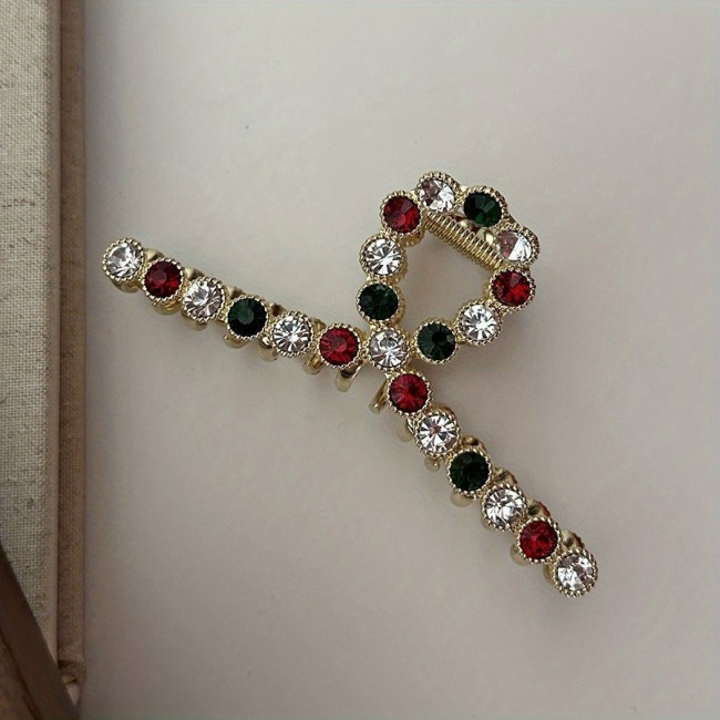 1PC of women's light luxury Heavy work full inlaid color rhinodiamond-cross hair clip New alloy hair clip hair clip shark clip